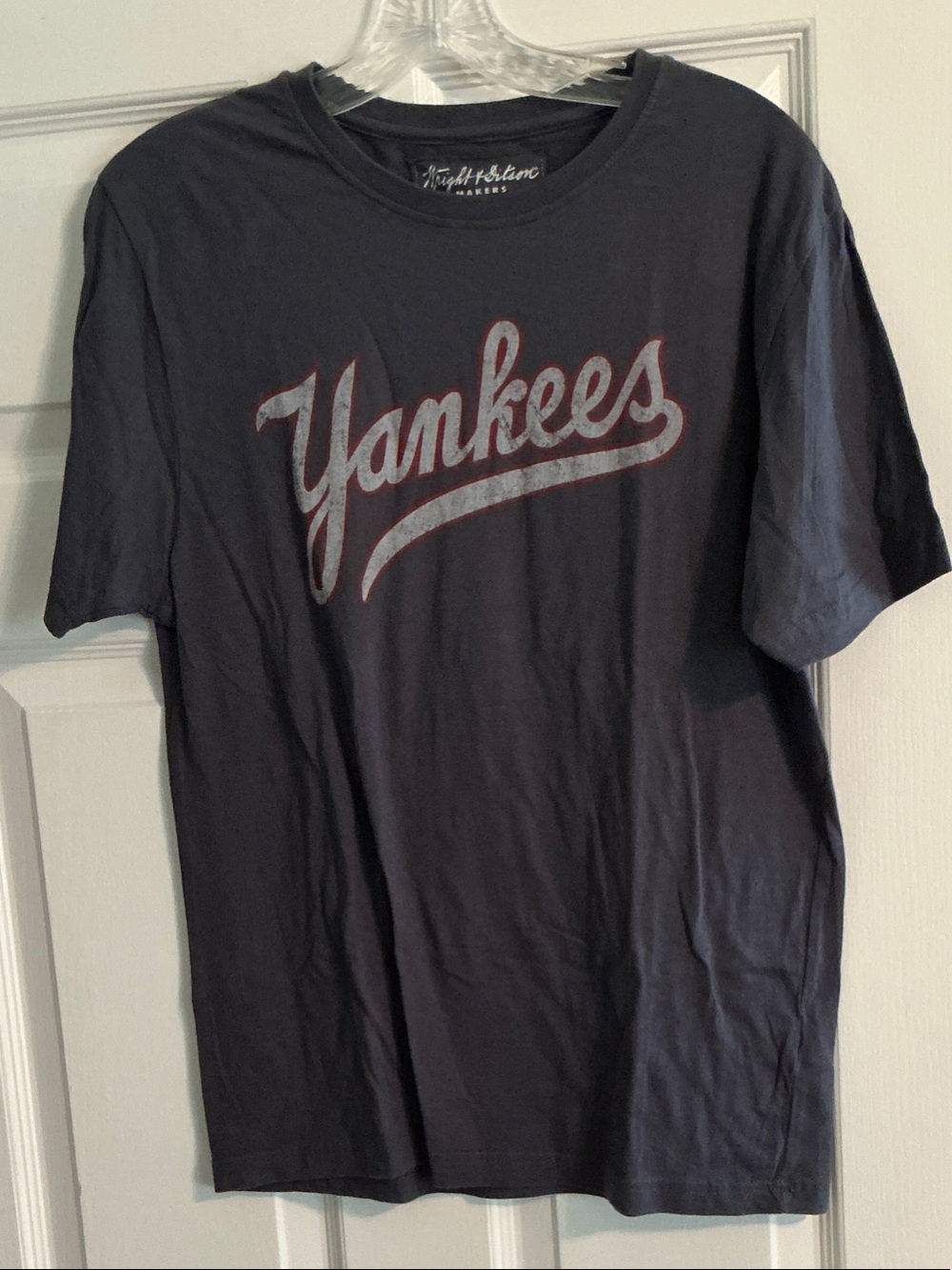 Wright & Ditson Yankees Script Tee - Navy with Red Outline
